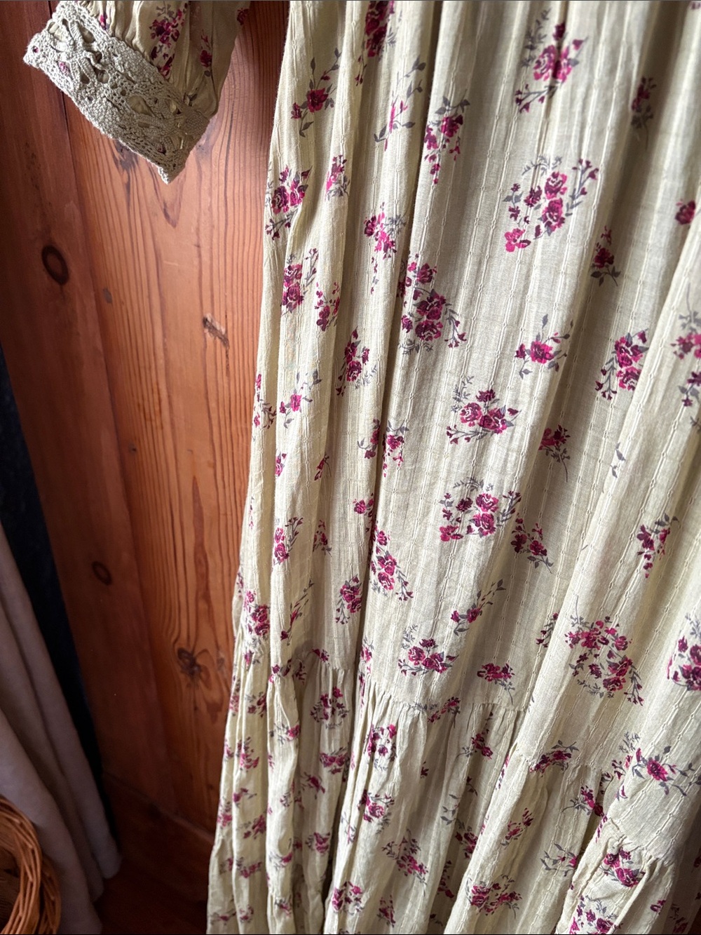 100% Cotton FP Morning Meadows Maxi Dress in Sage with Rose Print - Picture 13 of 13
